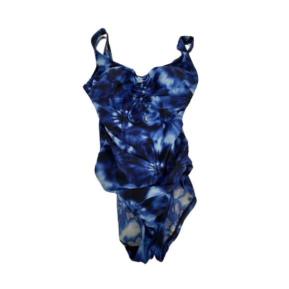 Aqua Green Blue Tie Dye One-Piece Swim Bathing Suit Women's - Picture 3 of 9